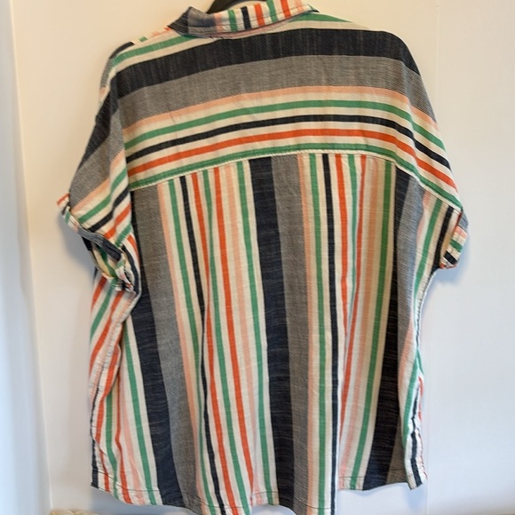 A.N.A BRAND BLUE GREEN PINK STRIPES BUTTON DOWN S/S BUTTON DOWN SIZE XL - Picture 6 of 9